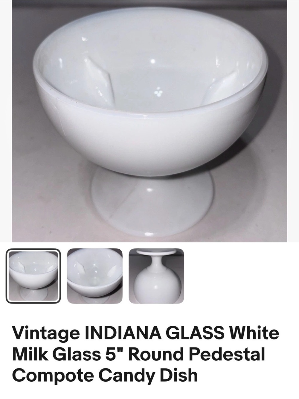 VTG Indiana Milk Glass Pedestal Bowl & milkglass ramekin